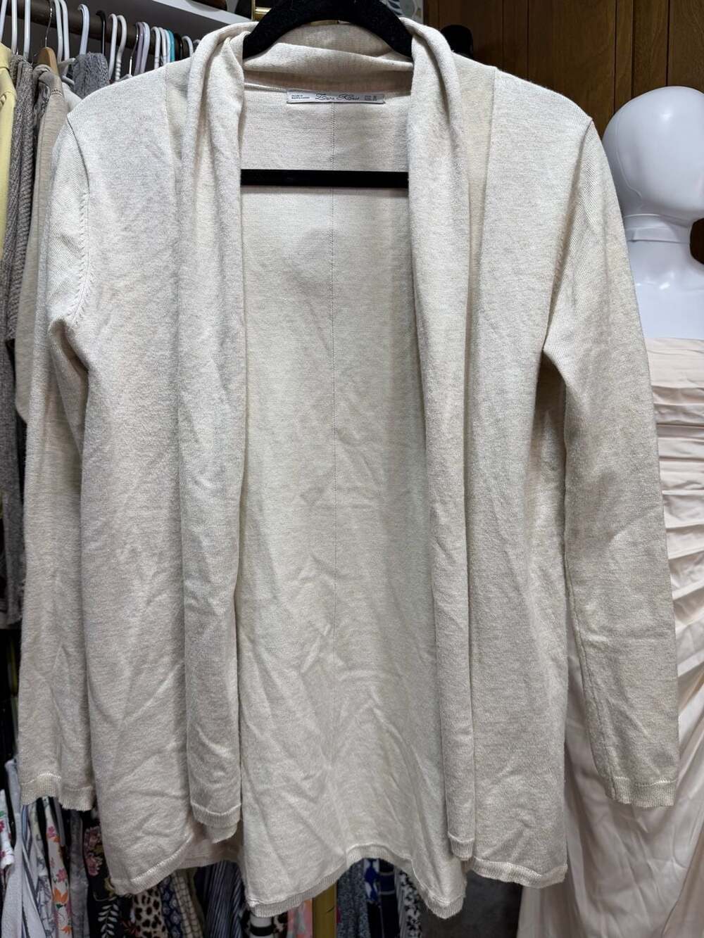 Zara Knit Open Front Cardigan Size M Beige Lightweight
